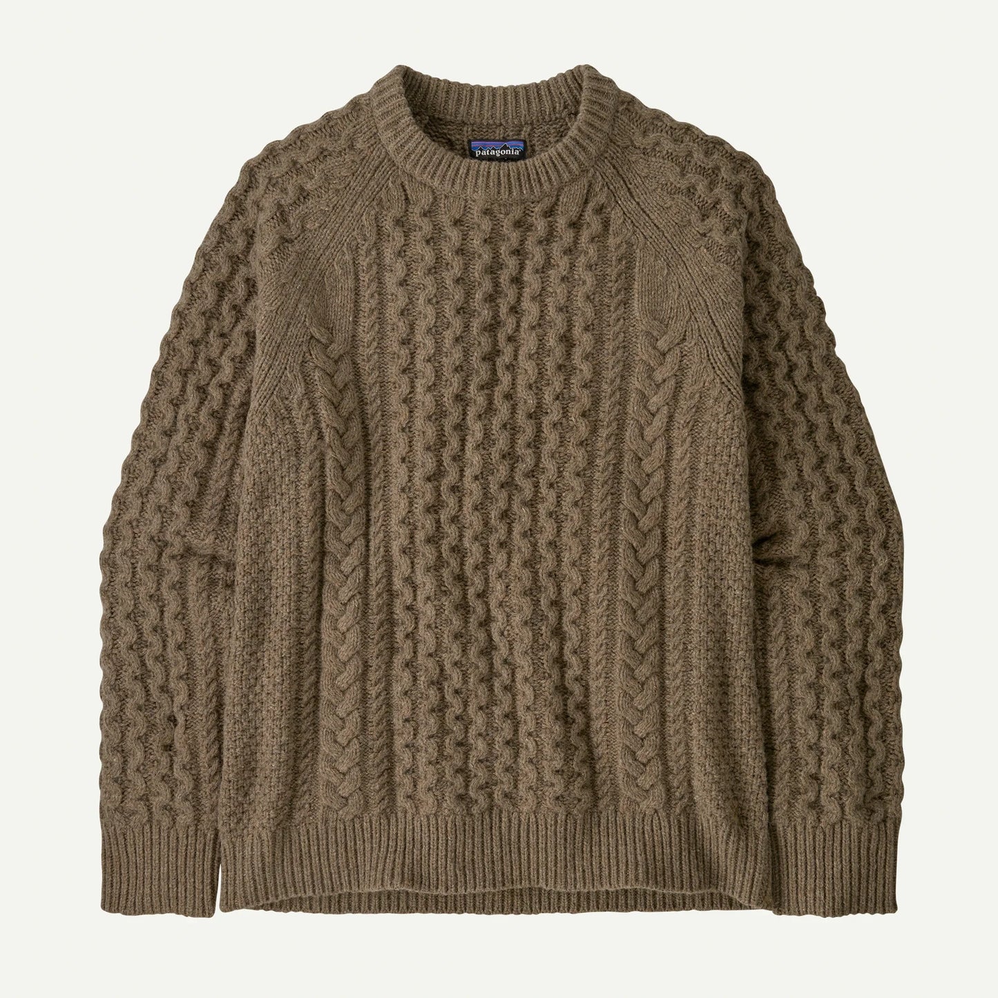 Recycled Wool-Blend Cable-Knit Crewneck Sweater - US 2606